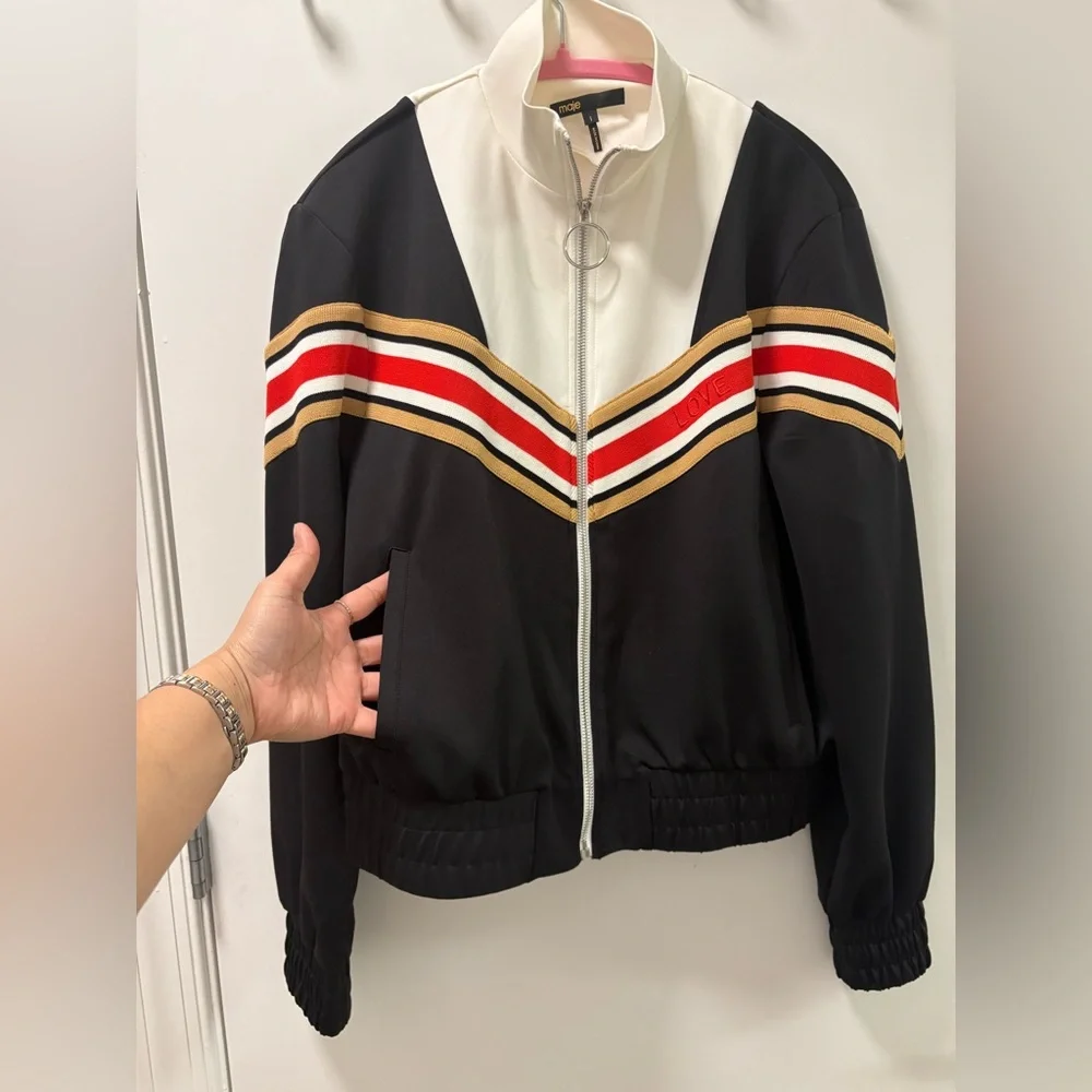 Make Thelo Love Striped Bomber Jacket Size 1 - Picture 5 of 13